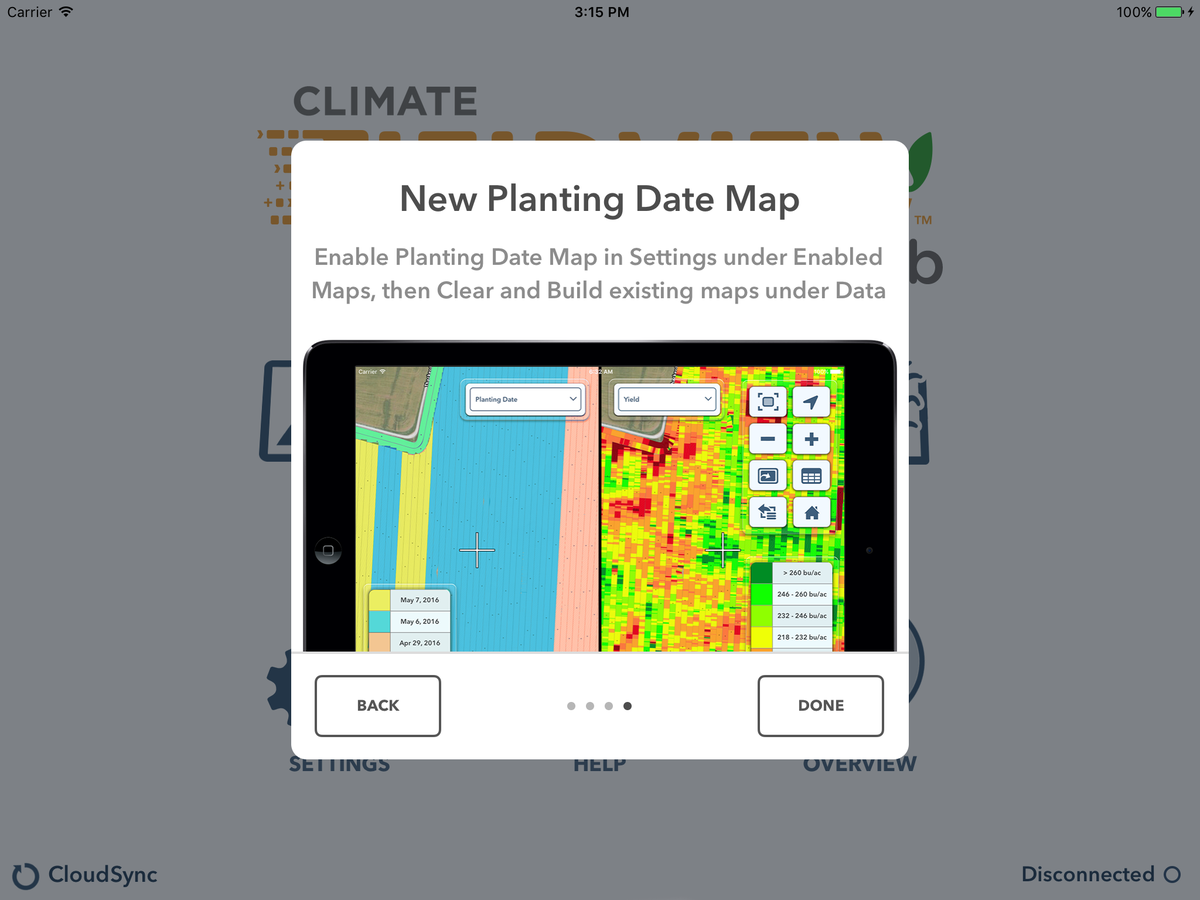 FieldView's tweet photo. FV Cab 5.17 is now available and includes a new Planting Date map. Enable the map under settings &amp; rebuild existing maps on the data page. https://t.co/05jYNshhP6