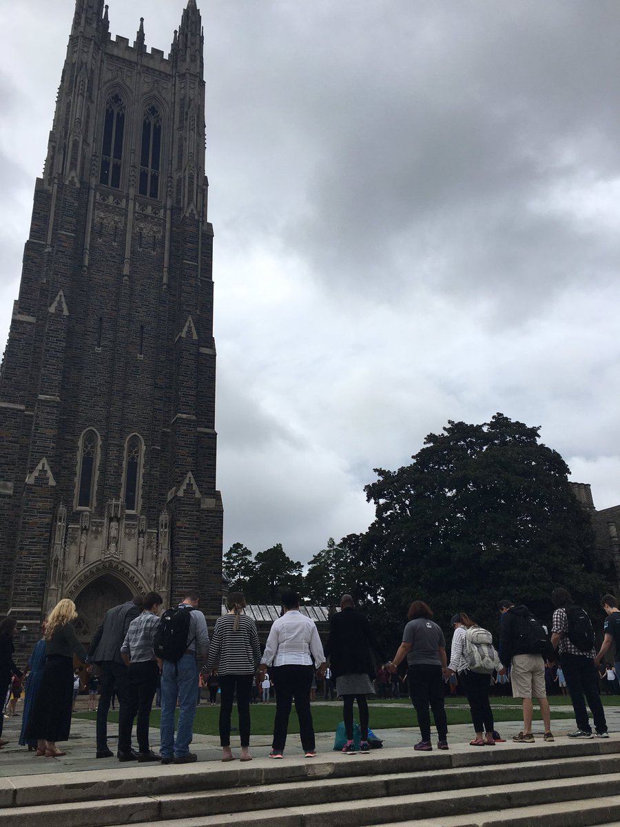 DukeChronicle's tweet photo. A prayer circle has formed in front of the Chapel. https://t.co/VTNALWKzVs