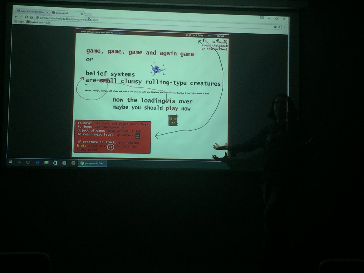 ELMCIP's tweet image. Jason Nelson&apos;s talk today @bergenbibliotek unveils #secrettechnology project w @DavinHeckman #digitalpoetry and Nelson&apos;s döppelganger #elit