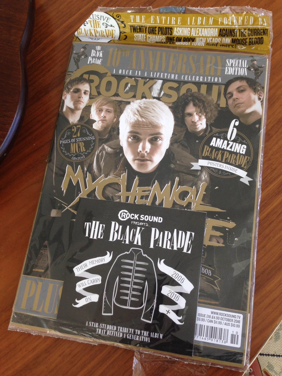 AMadalenaDivaga's tweet photo. It's here!!! 🎉🎉🎉🎉🎉🎉 @rocksound #mcr #mychemicalromance #RockSoundMCR #rocksoundmagazine #mcrx #10yearsofblackparade #MCRmy #wellcarryon https://t.co/Zdp9EvBMFg