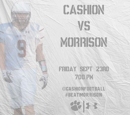 cashionfootball's tweet photo. Cashion vs Morrison Friday Night at 7:00pm. It will be a Great Night to be a Cashion Wildcat! #BeatMorrison https://t.co/k80lTigH5S