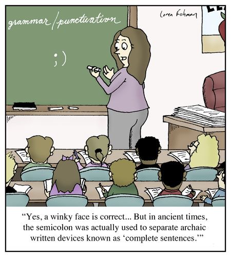 PensacolaState's tweet photo. Confusing people since the 16th century. Come learn how to use semicolons and colons this Friday. #GrammarWorkshop https://t.co/tauryjaWIJ