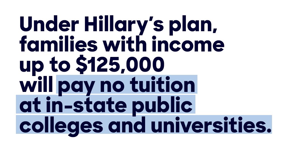 Every student should be able to graduate from college without taking on any debt. hrc.io/2cDiWjm