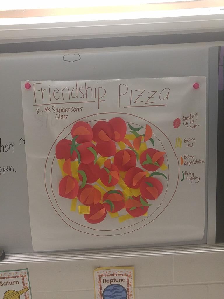 Mrs. Sanderson's class at Earl Lawson Elementary made a friendship pizza!