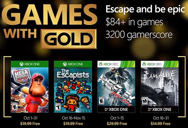 Xbox Live Games with Gold October 2016