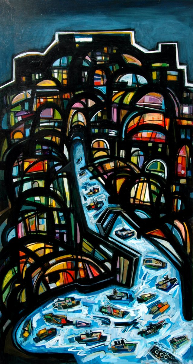 JimSpitzerArt's tweet photo. Harbor by Jim Spitzer, 2006-07 #acrylicpainting #cityscape #cityharbor #harbor #harborscene #originalpainting #art https://t.co/pAOqLPrToZ https://t.co/7S99tl22uH