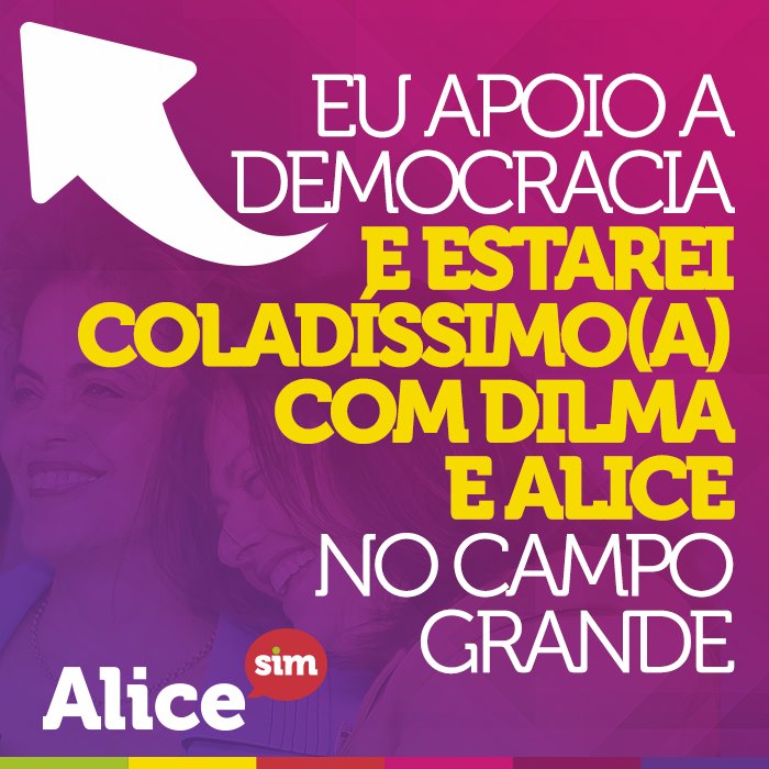 Alice_Portugal's tweet photo. Compartilhe com seus amigos que seu compromisso quinta-feira é com a democracia! Nos vemos às 15h, no Campo Grande! #DilmaSIM https://t.co/tkCLA8zhyU