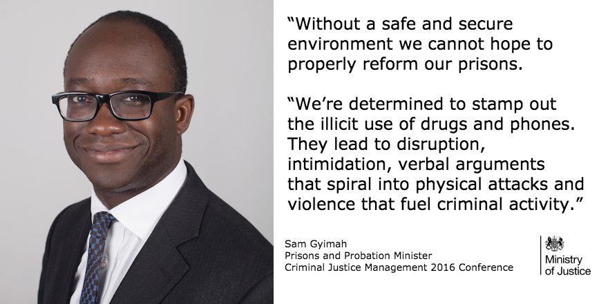 MoJGovUK's tweet photo. Sam Gyimah: Safety and prison reform go hand in hand. #cjm2016 https://t.co/ETZ28Zk5Qf