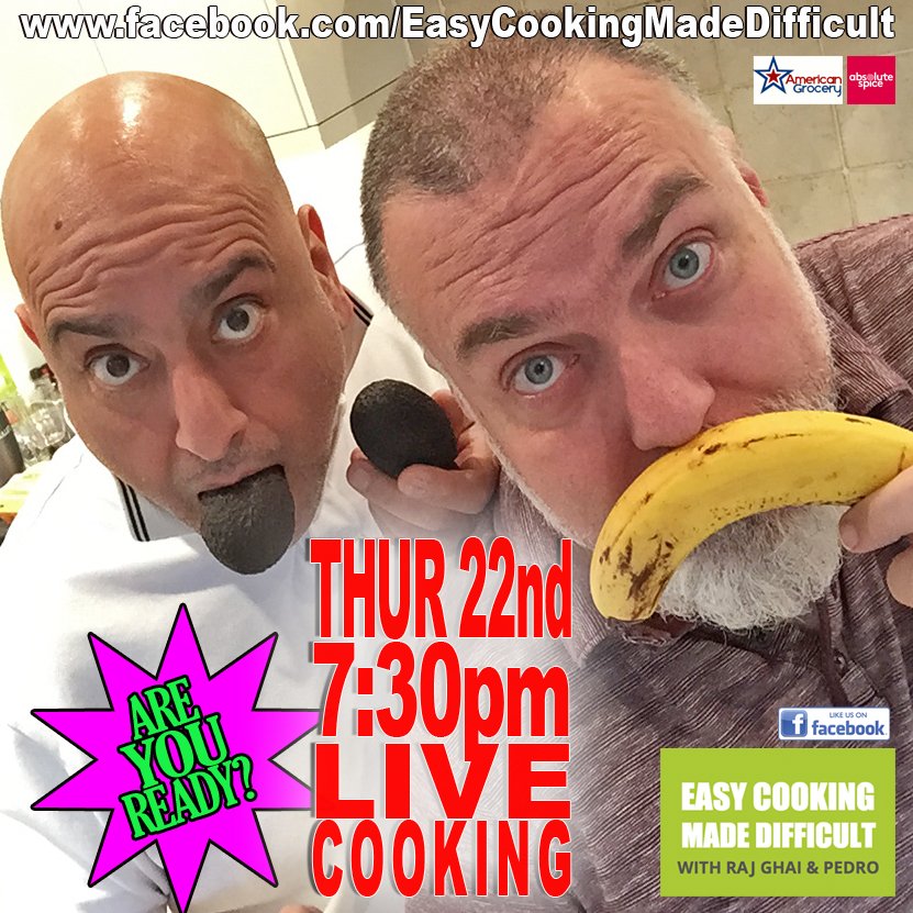 #LIVE #COOKING 2moro at 7:30pm. We're back in the kitchen creating havoc. Don't forget the fire extinguishers. facebook.com/easycookingmad… #RT
