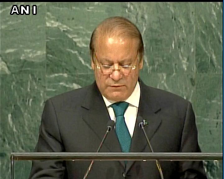 ANI's tweet image. We will not allow externally sponsored terrorism and threats of destabilisation to cause turbulence in Pakistan: Nawaz Sharif #UNGA