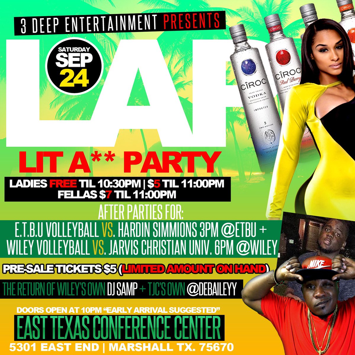DJSAMP318's tweet photo. 3 DAYS AWAY THIS SAT. SEPT 24th #LITASSPARTY #LAP #WCNATION #WILEYCOLLEGE #ETBU https://t.co/rdvpc1qHMn