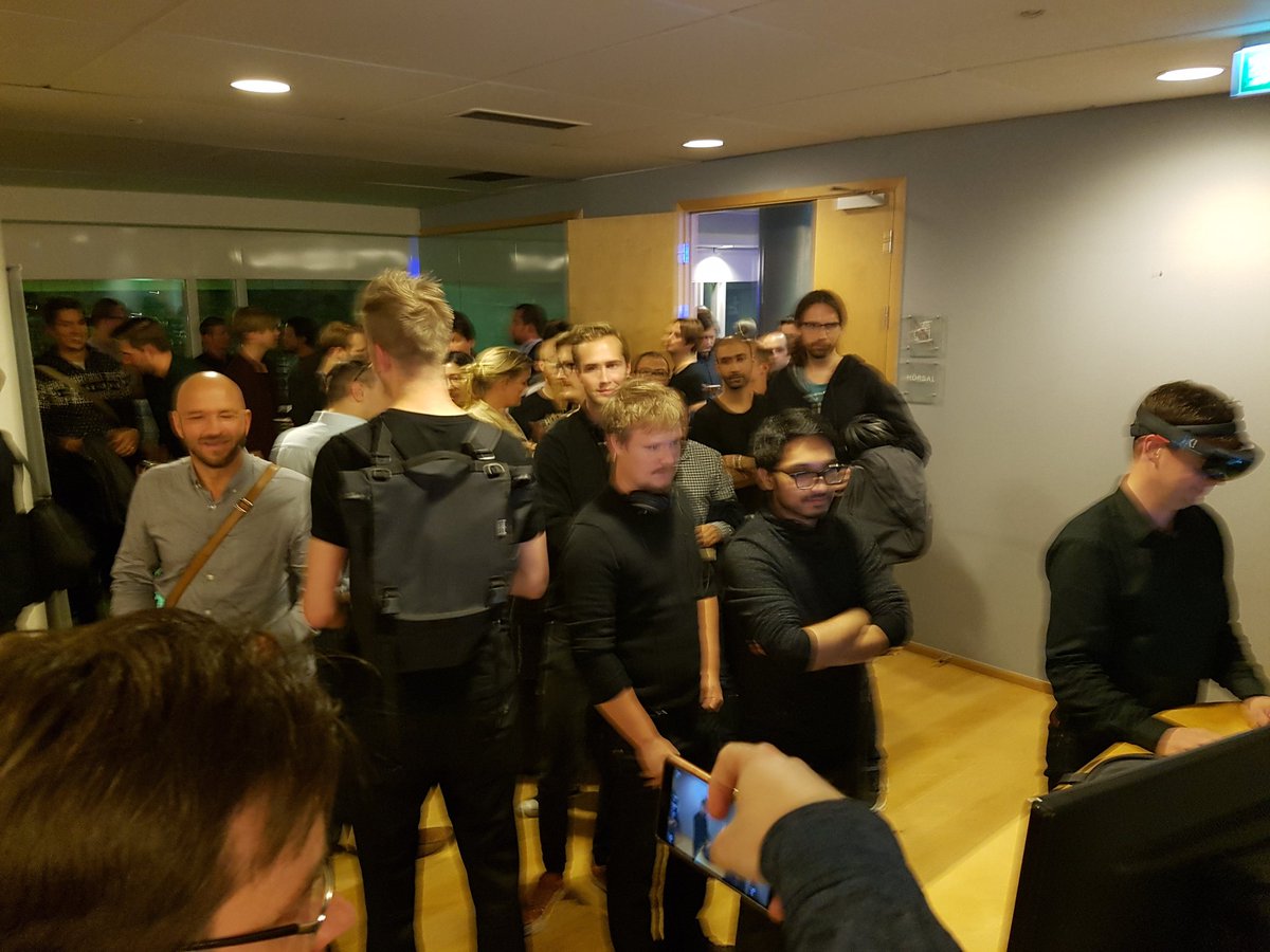<a href="/StockholmVR/">Stockholm VR Meetup</a> The line to the <a href="/HoloLens/">Microsoft HoloLens</a> demo!