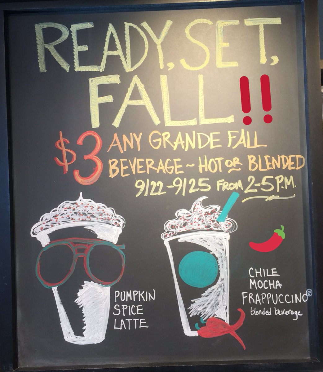 starbucks7678's tweet photo. Wow what a deal! #psl #ChileMocha #Latté #pslfor$3 @starbucks @starbucks #therealPSL #FALL 🍂🍁🍂 https://t.co/vDjogMCFX8