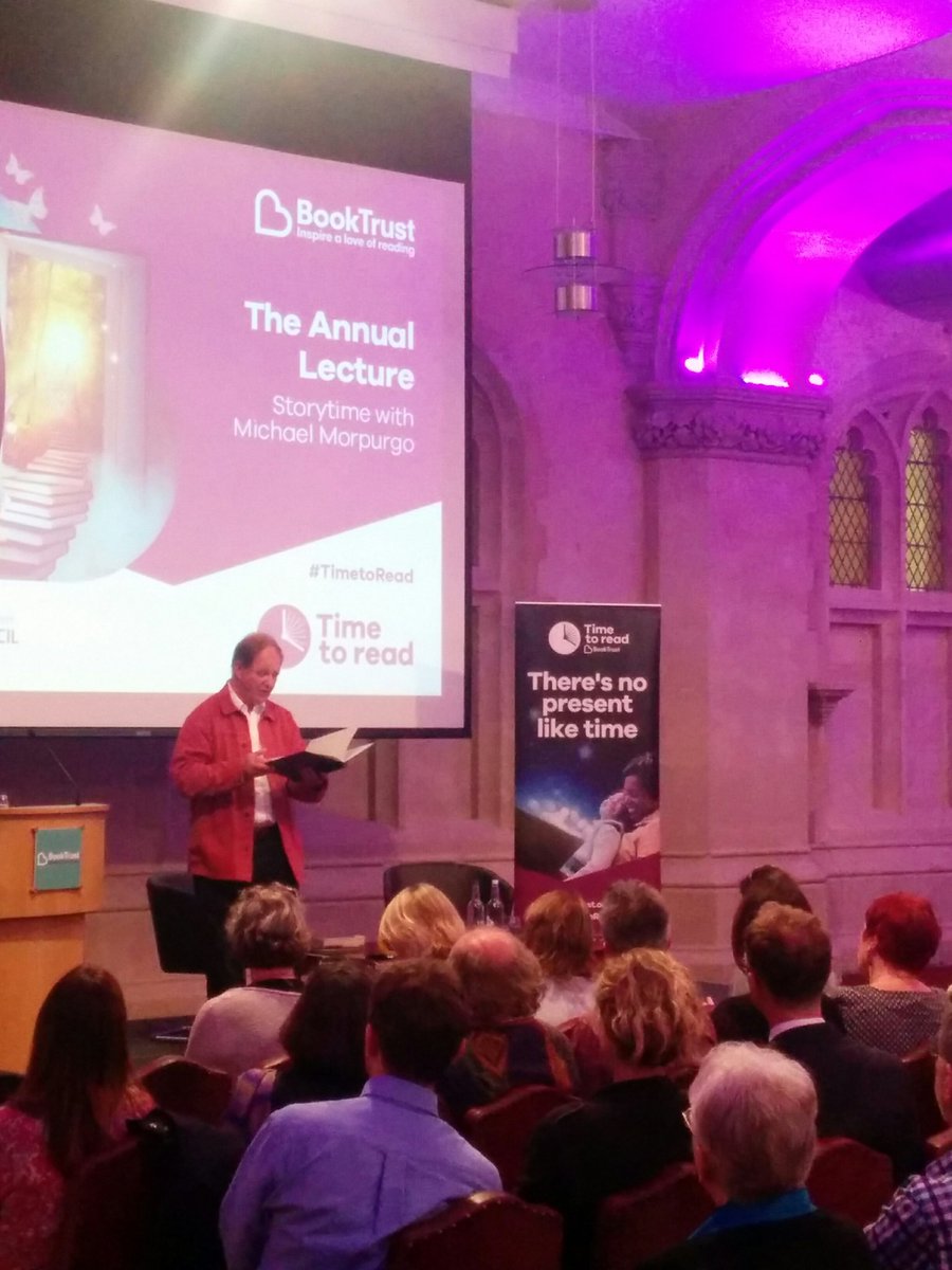 Booktrust's tweet image. Michael Morpurgo wants to enhance children's life chances through a love and sheer joy of reading #TimeToRead