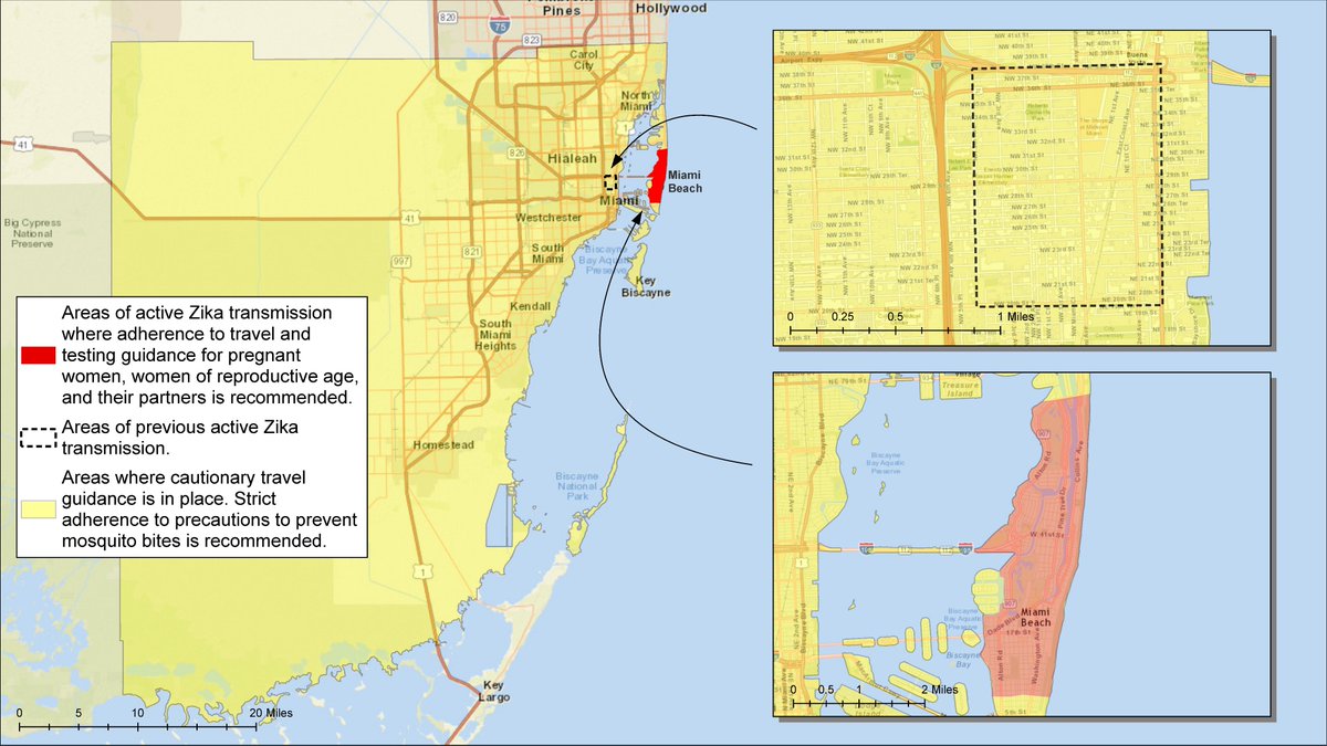 CDCgov's tweet photo. Updated: CDC travel guidance in South FL. Help stop the spread of Zika. Take steps to prevent mosquito bites. https://t.co/UEJwVAW28H https://t.co/vqSIJcKuVr