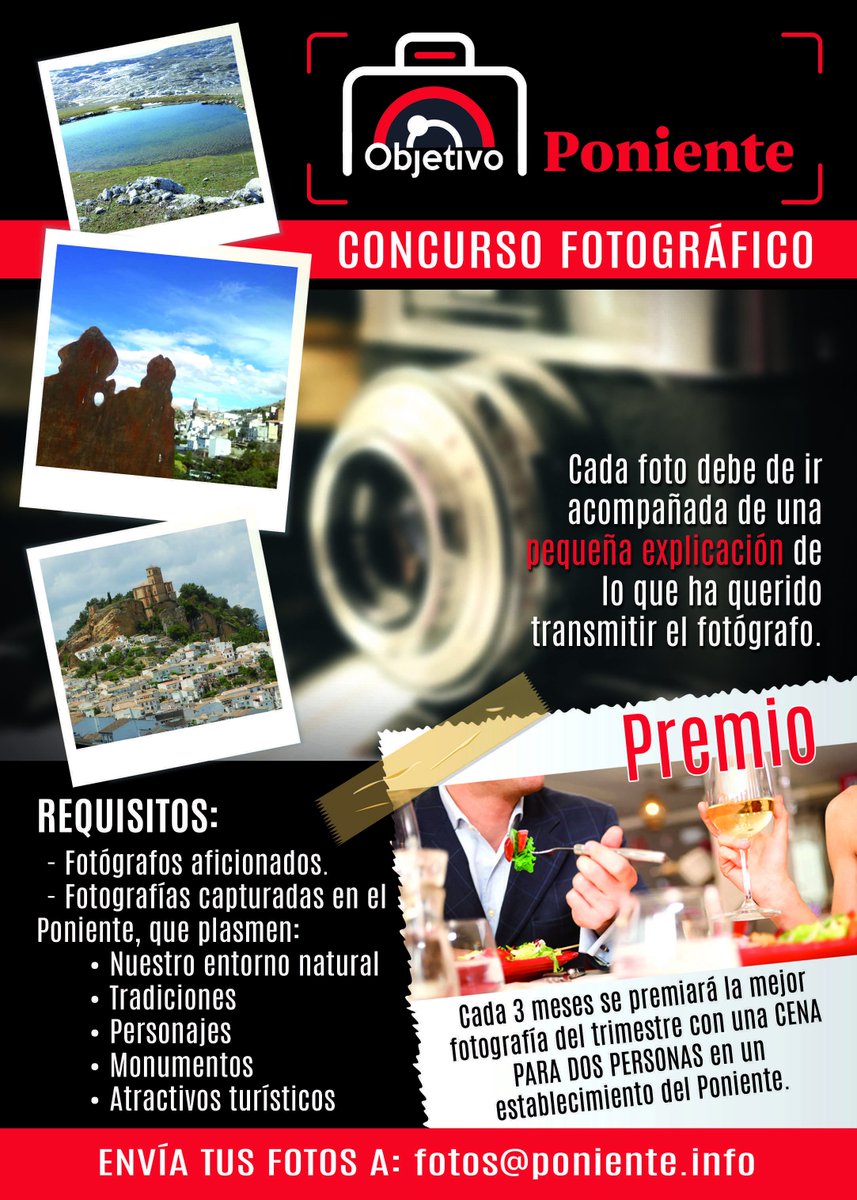 PonienteInfo's tweet photo. ¡Participa en Objetivo Poniente! ¡Envíanos tus fotos a fotos@poniente.info y gana una cena para 2 personas! #pinfo https://t.co/5AOtxse7DS