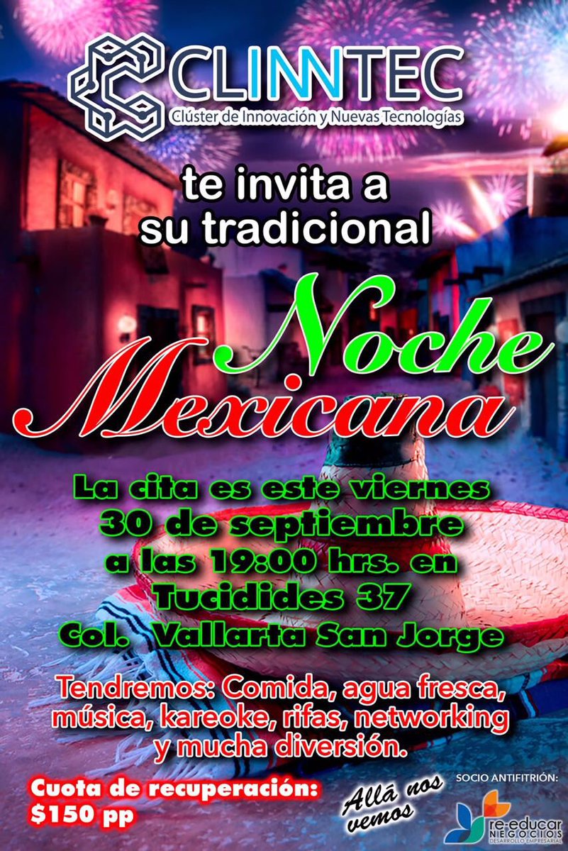 clinntec's tweet photo. Te invitamos a nuestra noche Mexicana, sigamos festejando el mes patrio. https://t.co/OJBl6zMUiF