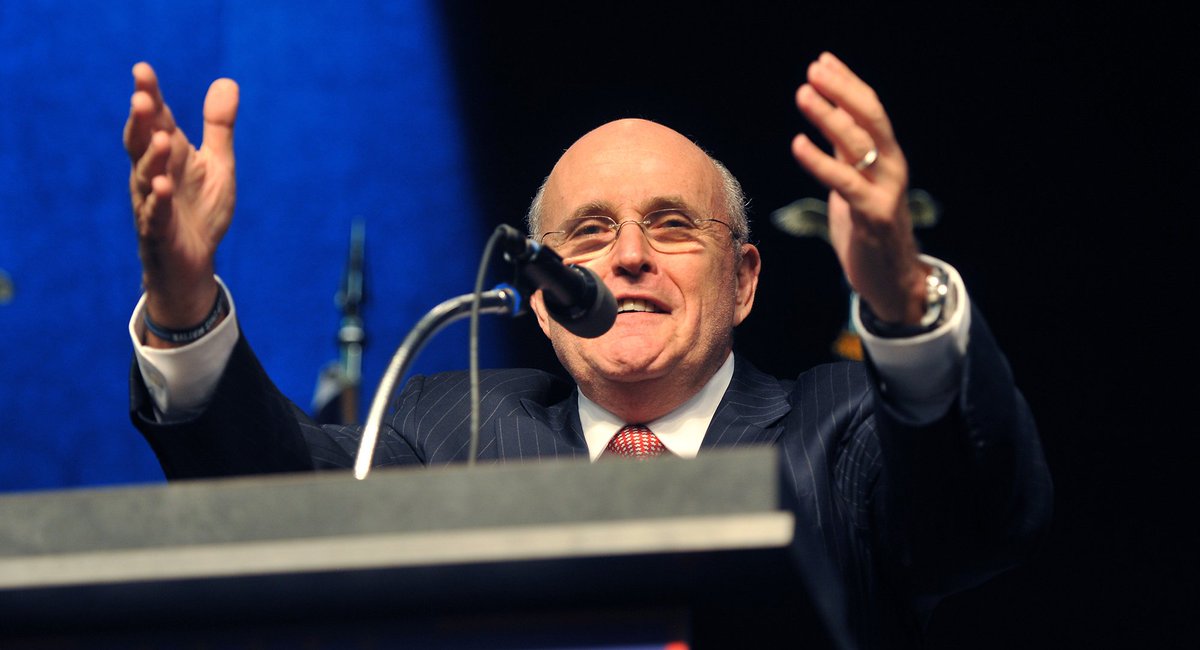 politico's tweet photo. Giuliani: Obama and Clinton refuse to talk about radical Islamic terrorists https://t.co/UeWTR2iiXE | Getty https://t.co/BjhOLnNxYC