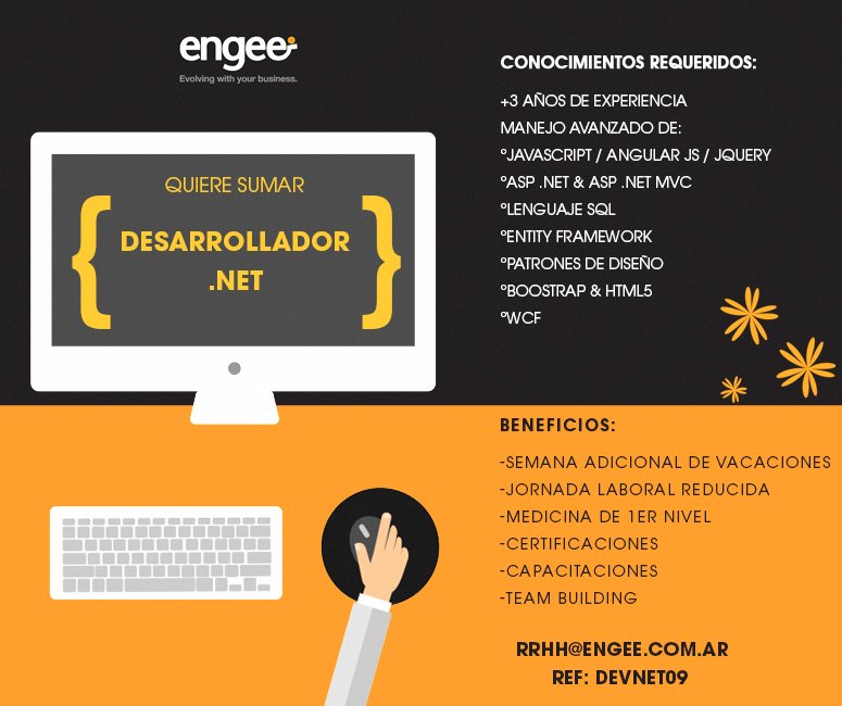 engeeit's tweet photo. #FelizPrimavera con #BúsquedaLaboral para #Desarrolladores #Net 
Conocé esta oportunidad y formá parte de @engeeit: https://t.co/LySDQDFqwT https://t.co/4sSJ6bGCEM