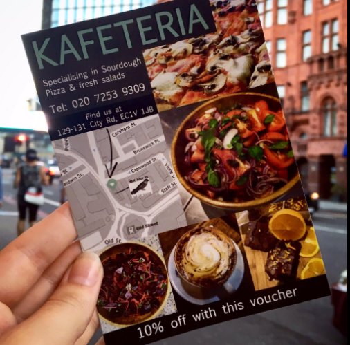 Kafeteriaoldst's tweet photo. For another local alternative you can try any of our salads or pizza at #Kafeteria! @easyHotelOldSt we're just down the road :) https://t.co/Rwad9FYNMZ