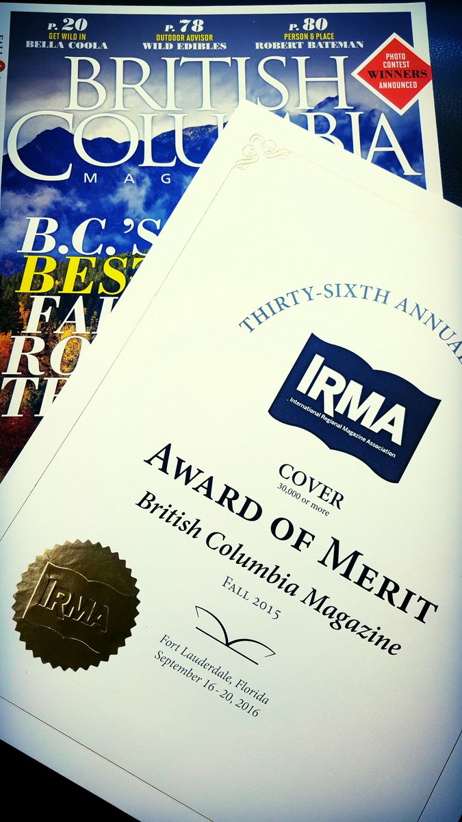 MeenaMann's tweet photo. Wowzers! Check out who stole the show at the 36th annual @regionalmags, @bcmagazine for #BestCover Way to go! #BCMag https://t.co/7NsA24LoFz