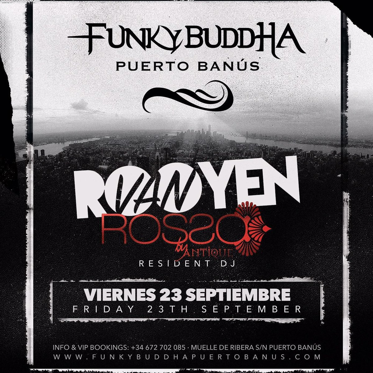FunkyBanus's tweet image. Este Viernes 23, no te lo puedes perder. Rosso by Antique toma FunkyBuddha Banus para una noche de euforia #Marbella