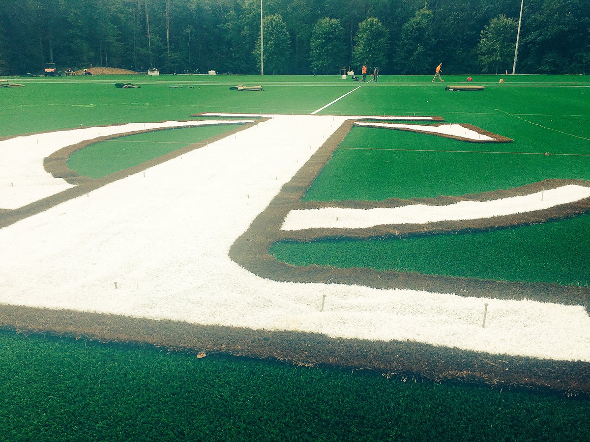 ICSOps's tweet photo. Logo all staked out before cuts &amp; glueing.
Thx .@FieldTurf for all of your wonderful work! #EaglesAthleticComplex .@ICSAthletics.@ICSEagles https://t.co/IKhtQ5fCAs