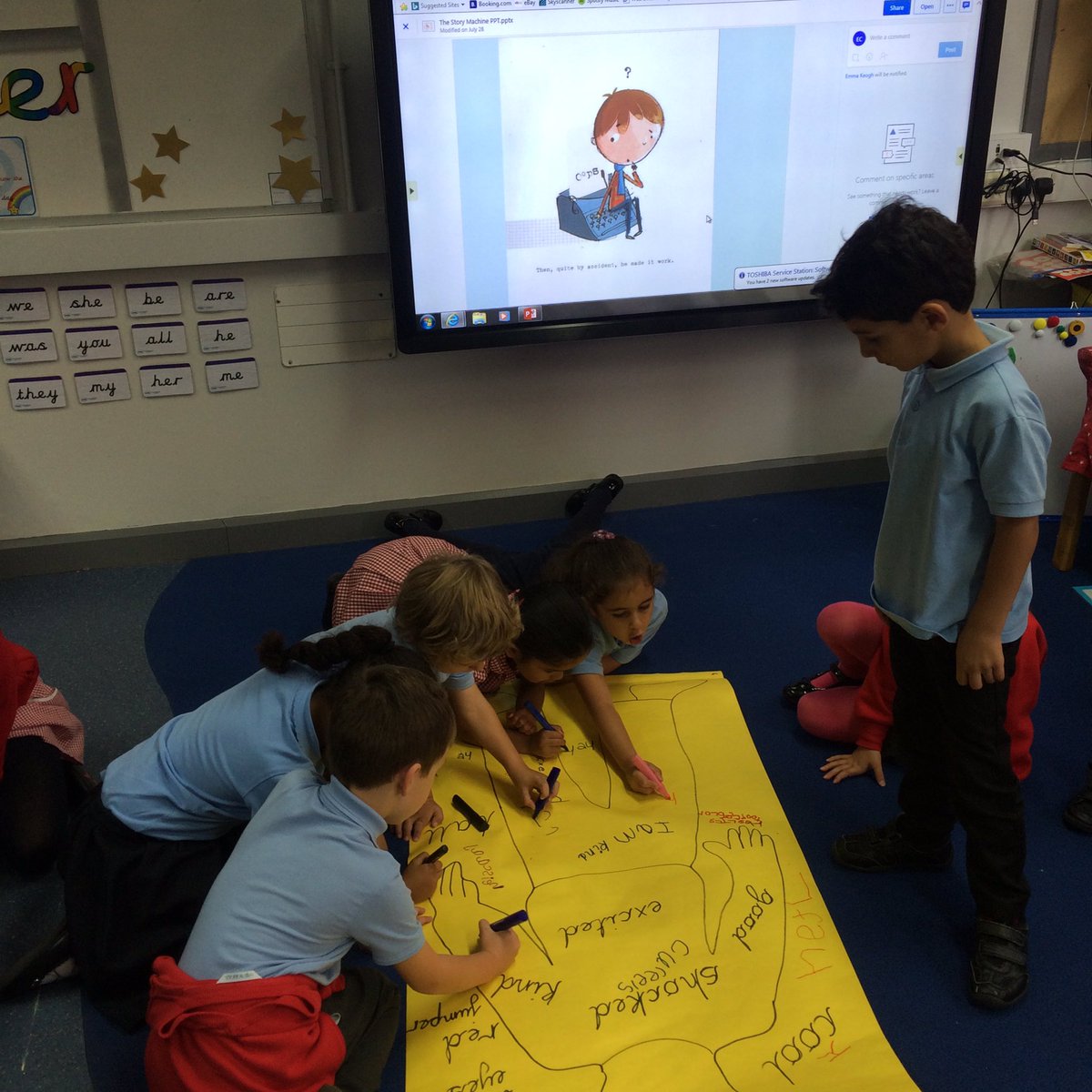 MissCullender's tweet photo. Today we used adjectives to describe a character. We drew around Faris and practised on him first 😊 @PleasantStPrim @pleasantstreads https://t.co/3SQ5hzFCkE