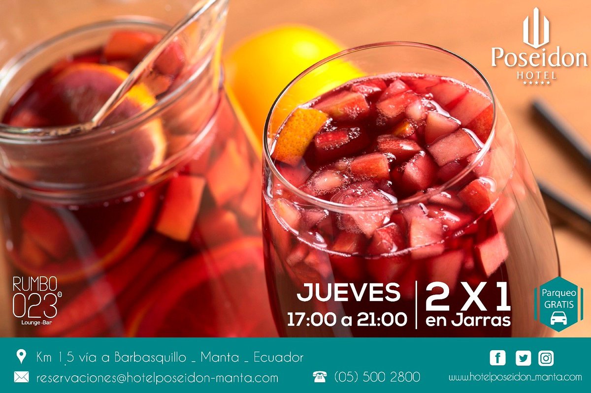 Ven a Poseidon y disfruta de una deliciosa Sangría de After Work, todos los jueves son  2x1 en Jarras Los esperamos