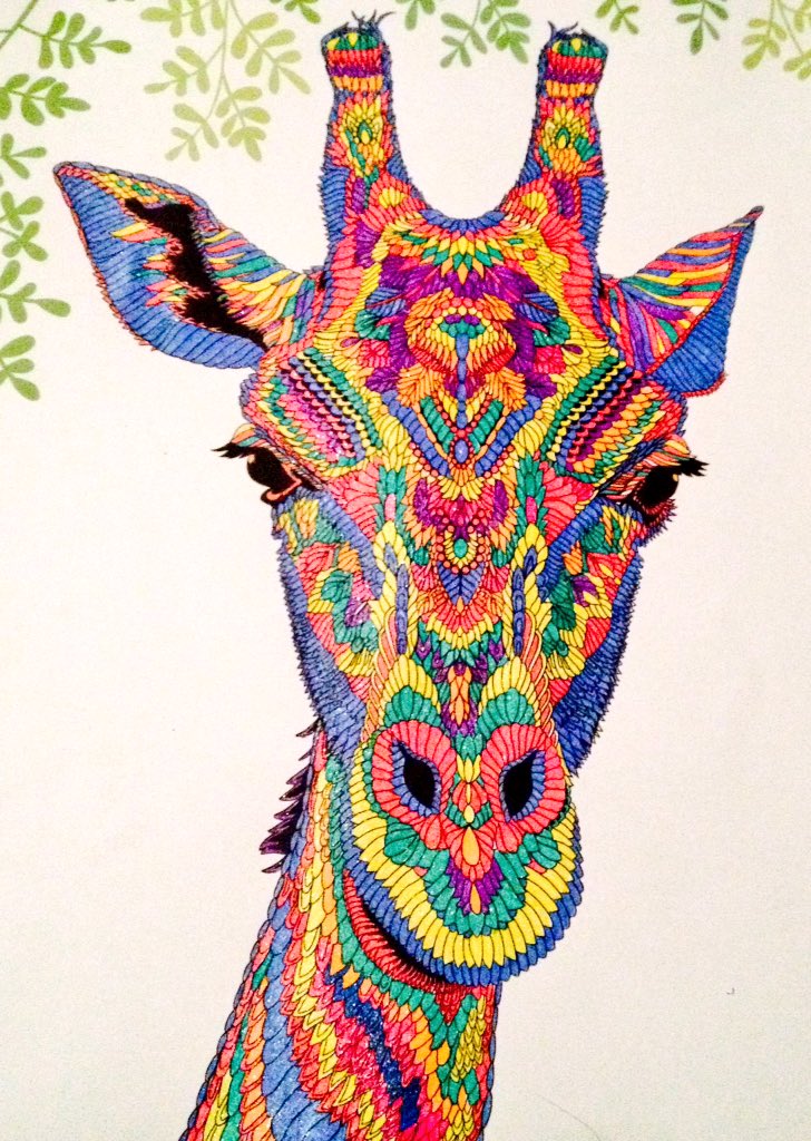 colouring_c's tweet photo. #colouring From #themenageriecolouringbook #giraffe #wildlife #tattoos #colouringpages #portraits #animals #gelpens #colouringpages https://t.co/dEVf9qaXfB