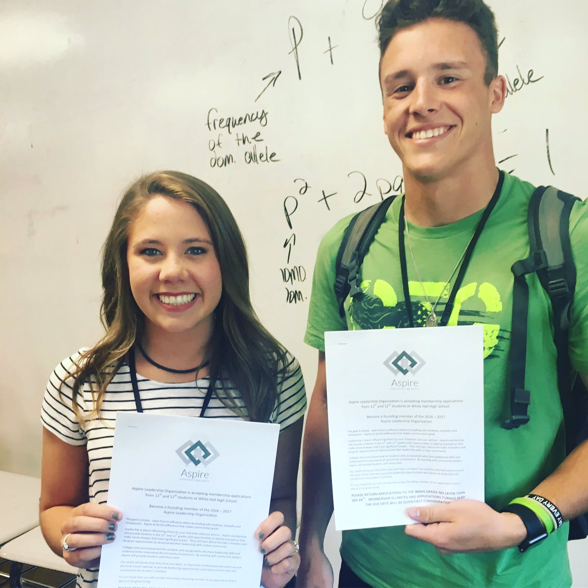 aspirelead's tweet photo. Allie Brodnax and Chase Bryan have picked up their Aspire application. Have you? Don't forget to return it by September 30th. https://t.co/bH5j993s2L