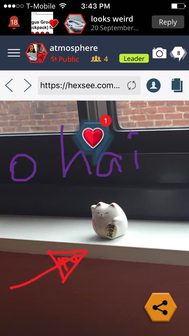 hexsee --> Stick doodles and chat on web pages with friends.  Add photos and do the same to them!  Heh, can't do this with Twitter.