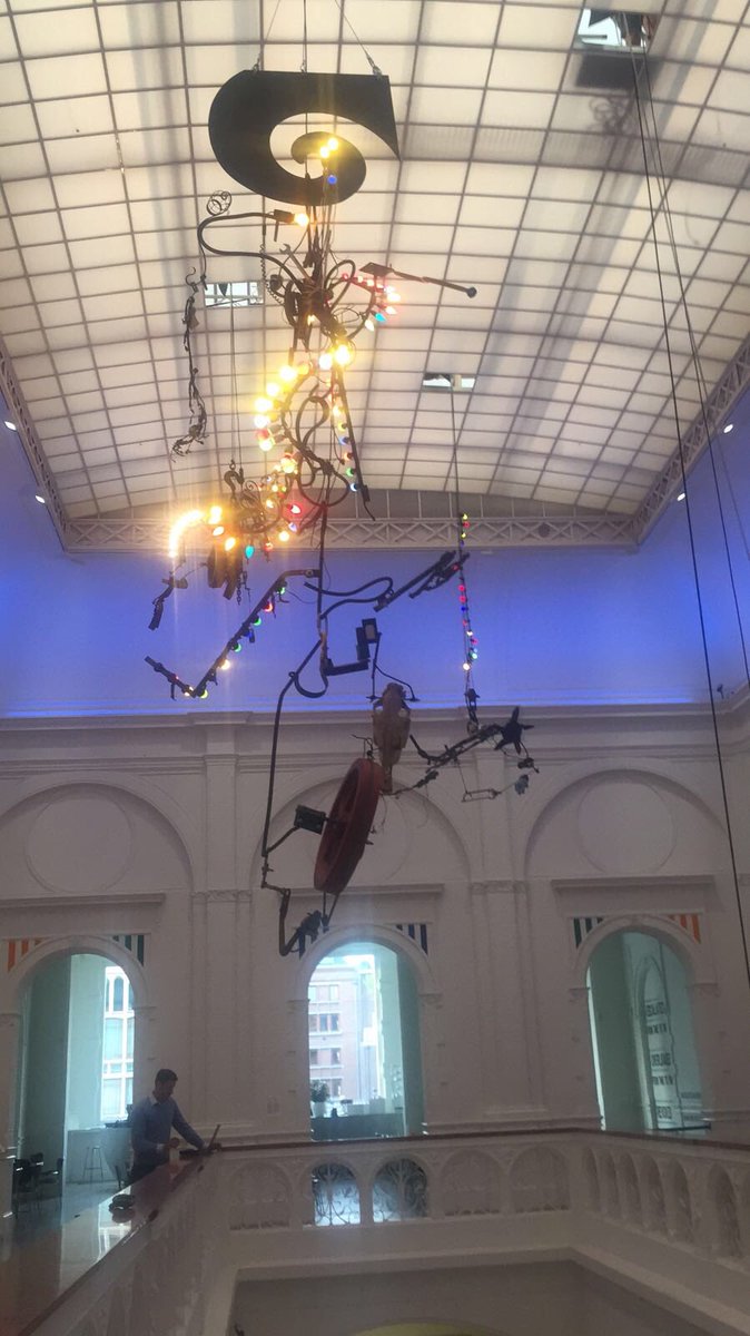 StedelijkMuseum's tweet photo. Installation of Jean Tinguely's chandeliers around the staircase are definitely worth a sneak peek. Exhibition opens Oct 1. Take a look: https://t.co/sG1mprjxyw