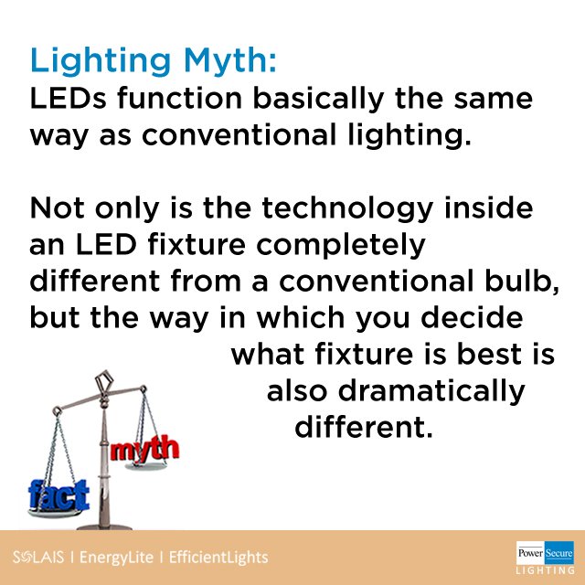 SolaisLighting's tweet photo. #LightingMyth BASICALLY this is false-#LEDs function VERY differently from conventional light sources! #PowerSecureLighting https://t.co/0II9uwMvI4