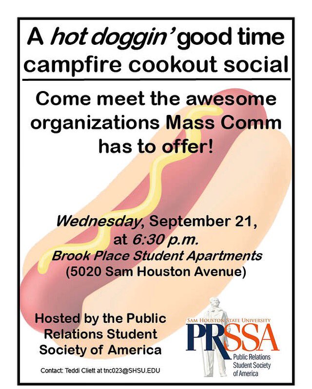 PRSSASHSU's tweet photo. Come join us TONIGHT at our Campfire ๐ฅ Cookout social! We'll be at Brookplace Apartments @ 6:30! #PRSSASHSU ๐ญ๐ญ๐ญ๐ญ๐ญ https://t.co/db1AL1T5QD
