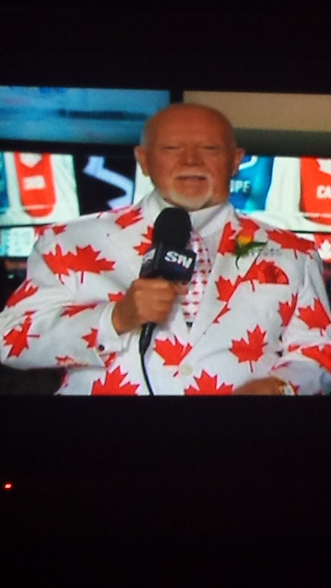 CBelfitt's tweet photo. Don't Cherry showing some #Canadianpride in Coaches Corner. 😊👏 #WCH2016 #TeamCanada #iceinourveins #fireinourhearts #loveit https://t.co/3IEMqoD0Gs