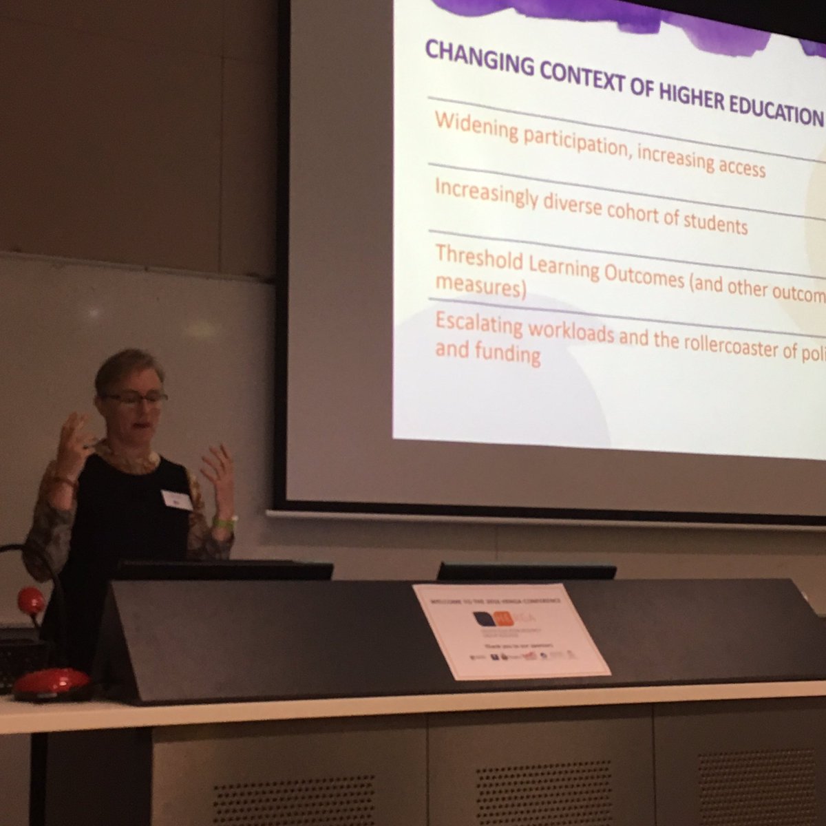 drsarahlist's tweet photo. Mary Heath from @Flinders speaking of the impact of widening participn at Uni &amp;the challenges to great Ed experience #herga16 @HergAdelaide https://t.co/ZiggggylRo