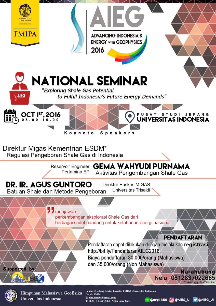 [H-8 AIEG UI 2016]
Selamat Pagi Geofisikawan Muda Indonesia, segera daftarkan diri anda pada bit.ly/PendaftaranAIE…