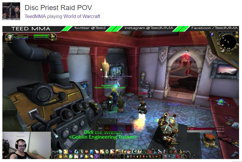 theteedscom's tweet photo. RT -- @teed Watch me live---> Disc Priest Raid POV .. World of Warcraft https://t.co/rXIHtitoGF #wow #teedmma #twitch https://t.co/e0iECr4iIS
