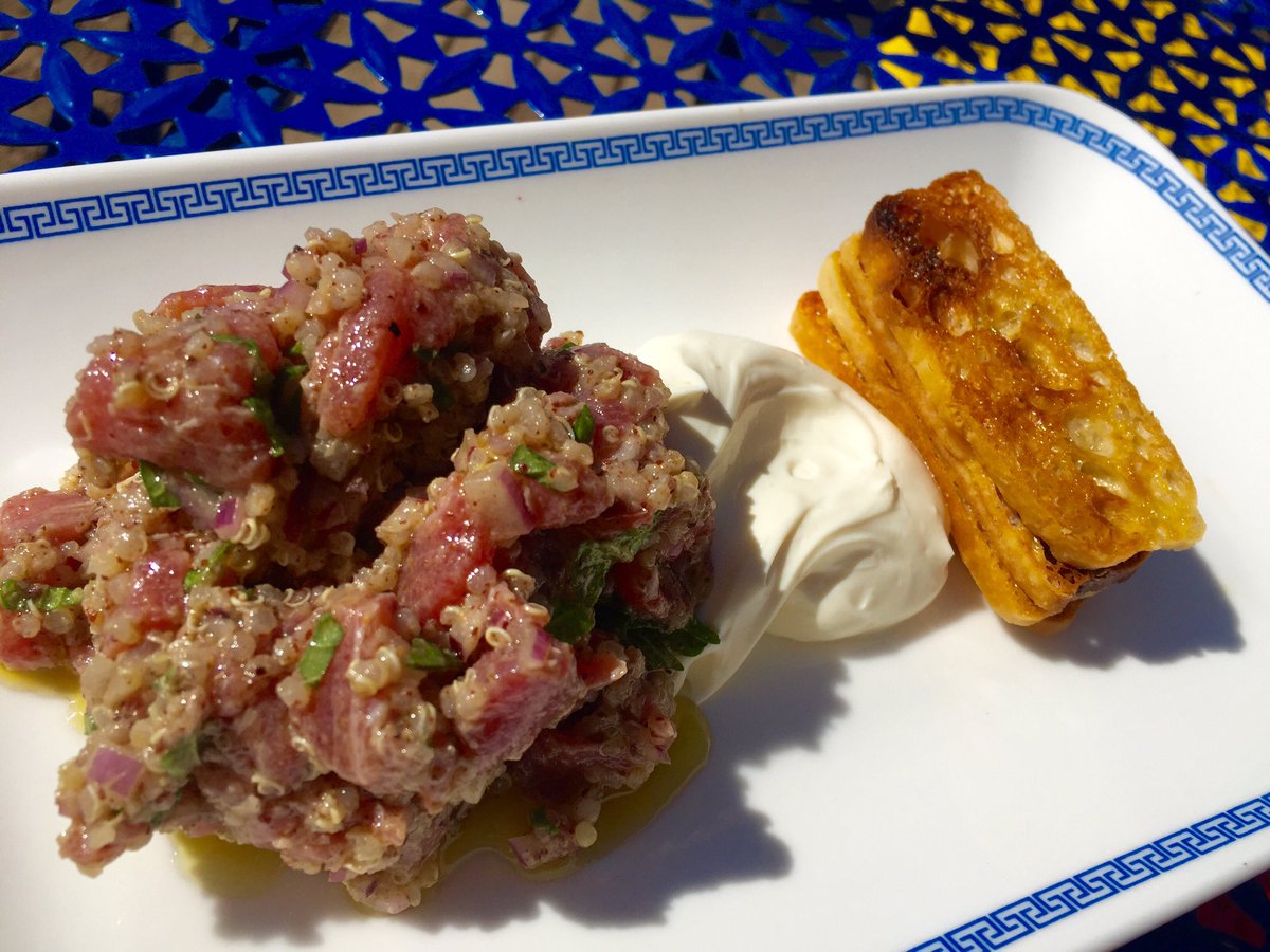 Tuna tartare quinoa, lemon and mint with labne and crouton #lorne <a href="/qftravelinsider/">Qantas Travel Insider</a> <a href="/TravelVictoria/">Travel Victoria</a> <a href="/FoodCornish/">Richard Cornish</a>