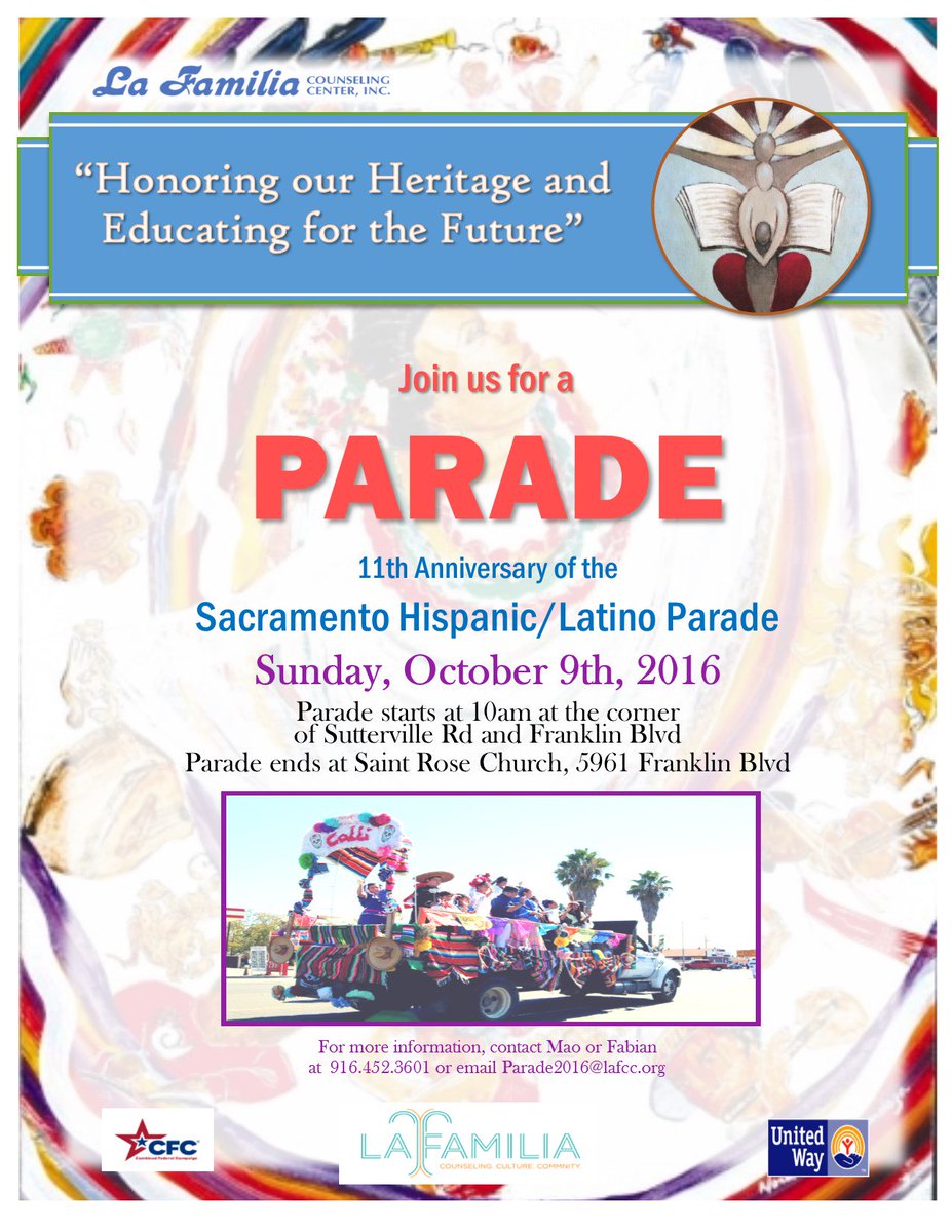 SacLFCC's tweet photo. Come join us for the 11th Annual Sacramento Hispanic/Latino Parade. Participation and sponsors are still welcome! https://t.co/BFhKURFbc0