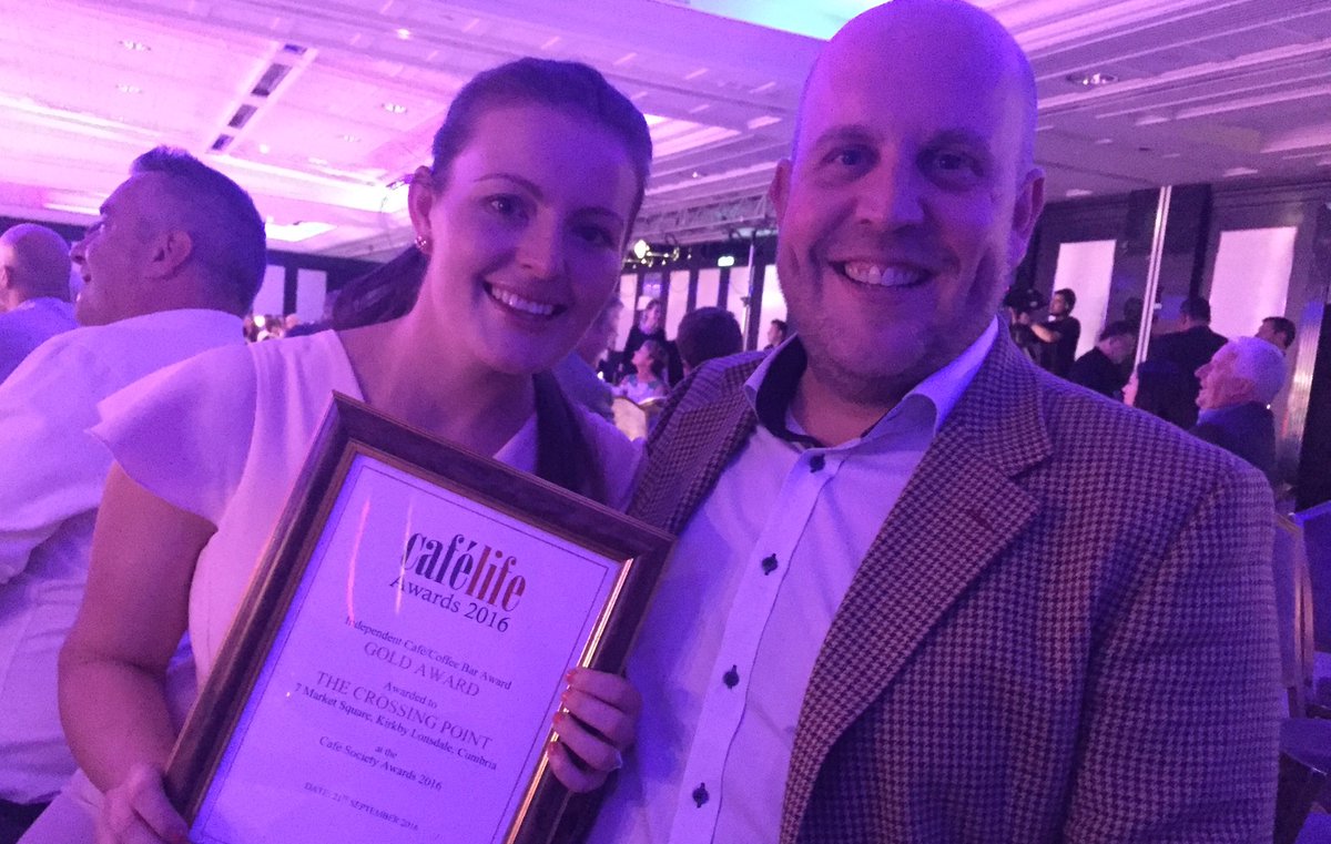 crossingptcafe's tweet photo. WE DID IT!!!! WE WON THE GOLD AWARD FOR INDEPENDENT CAFE OF THE YEAR!!! @CafeLifeAwards #soproud #Cumbria #NotJustLakes 😀🍾😀🍾🏅🏅🏅 https://t.co/BapNvDVh3L