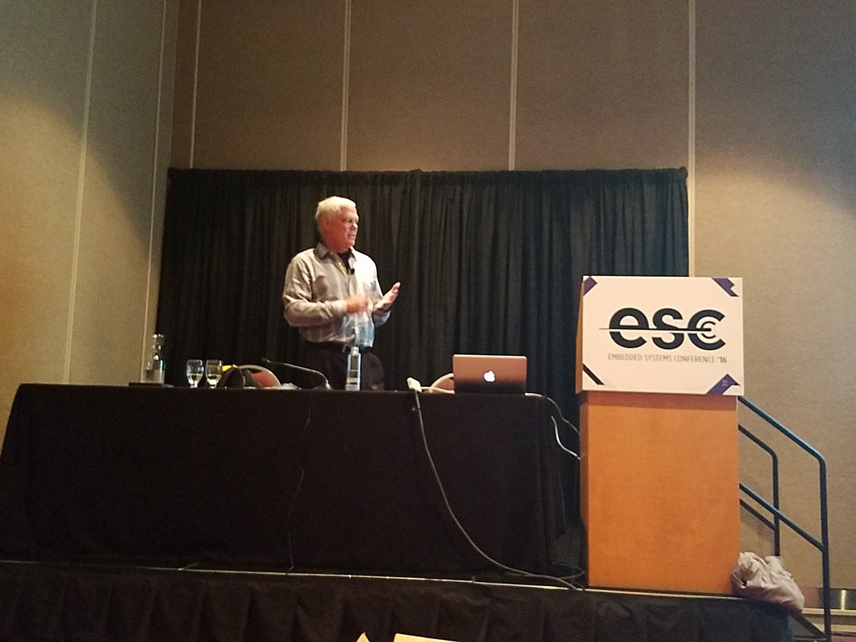 charleslord's tweet photo. Watching Jean Labrosse of @Micrium give a great talk on free maker #ucosiii for #makers #IoT #ESCminn #RTOS https://t.co/UZULhTs1iN