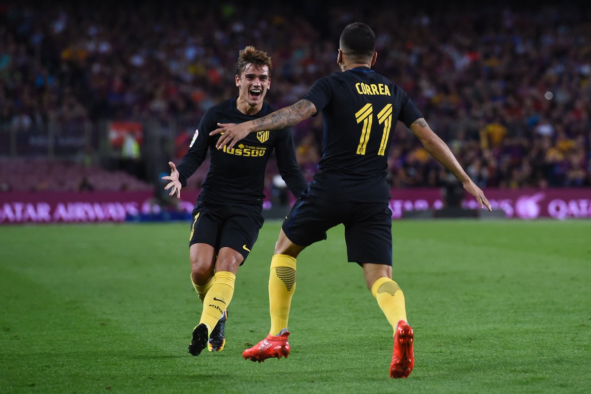 Bolanet's tweet photo. #LiveBolanet FT: Barcelona 1-1 Atletico Madrid (40' Rakitic ; 60' Correa) | Possessions: 72%-28% | Shots: 15-7 | Tackles: 21-27 https://t.co/FprXD7qlH1
