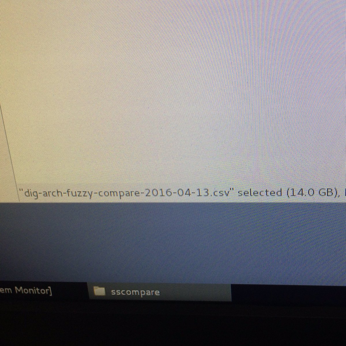 beet_keeper's tweet photo. Forgot about a computation process I was running. Just found it on a machine. 211 days and 14GB later! #golang #digipres #fuzzyhashing https://t.co/6ggAN7It8R