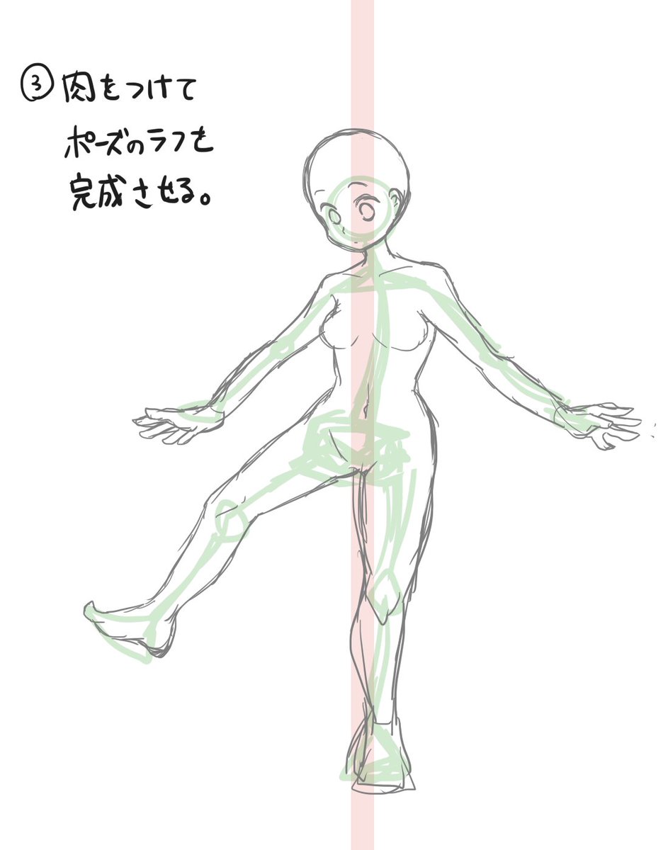 ざくろ Commission 超我流 複雑なポーズやバランスの難しいポーズの描き方 くっそ雑だけどめちゃかんたんだよ