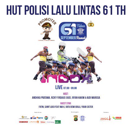 mrhelmut_'s tweet photo. Jangan lupa saksikan HUT Lalu Lintas di INBOX hari ini. LIVE 07:00-09:00 @ GBK Senayan @TMCPoldaMetro @InboxSCTV_ https://t.co/hO1sfn0QhG