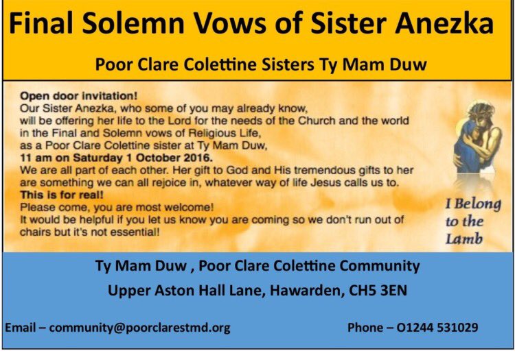 DioceseWrexham's tweet photo. #finalprofession #poorclares https://t.co/PYcVD7wlzC