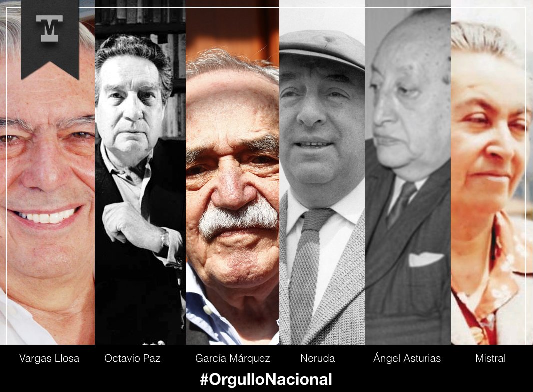 biblioteca ganar intervalo Mark Tacher on Twitter: "Estos 6 increíbles escritores latinoamericanos,  ganaron el Premio Nobel de Literatura. #OrgulloNacional  https://t.co/ReUJ5lIMD3" / Twitter
