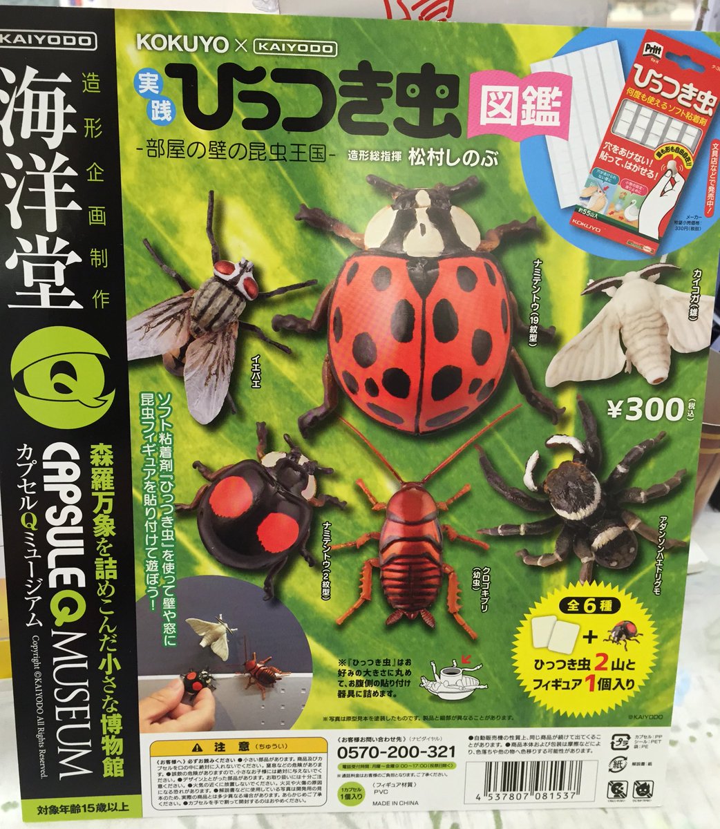 ドリームカプセルつくば V Twitter スタッフkです 昨日入荷した 実践ひっつき虫図鑑 部屋の壁の昆虫王国 リアルです 壁などにくっつけて知らない人がみたらびっくりすること間違いなし 悲鳴を上げられそうw ガチャガチャ つくば 海洋堂 ひっつき虫